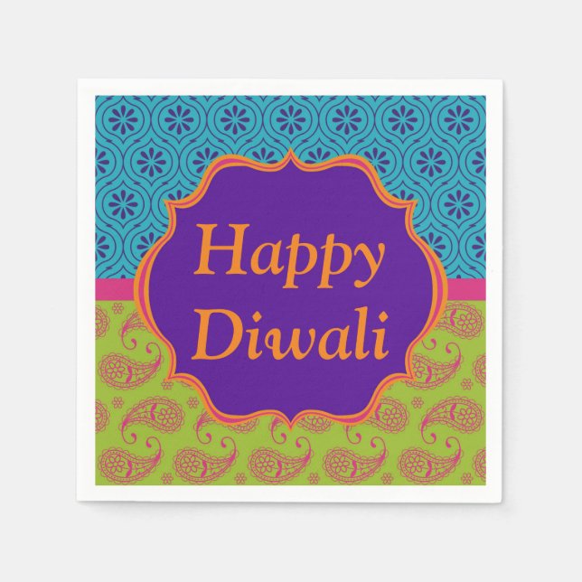 Diwali Paper Napkin in Colourful Indian pattern (Front)
