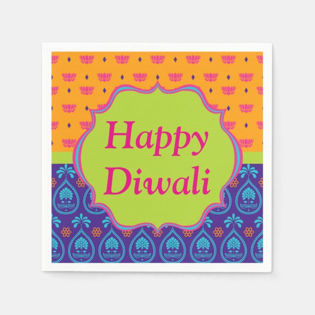 Diwali Paper Napkin in Colourful Indian Pattern (Front)