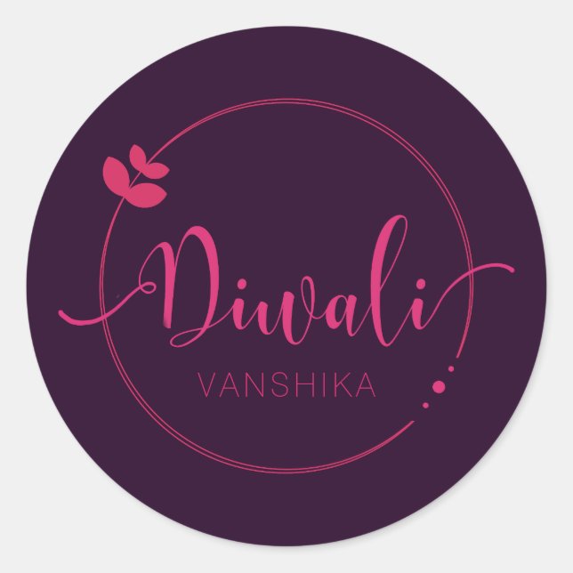 Diwali simple yet modern customisable classic round sticker (Front)