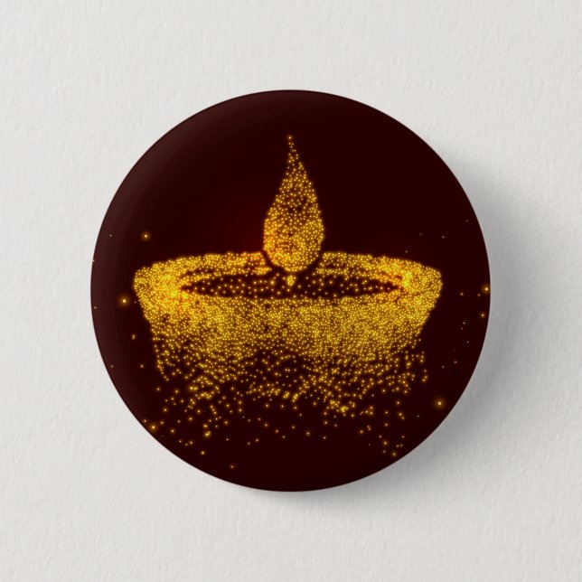 Diwali Sparkle Diya 6 Cm Round Badge (Front)