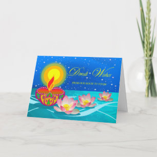 Diwali Wishes from Our House to Yours, Diya, Lotus Card