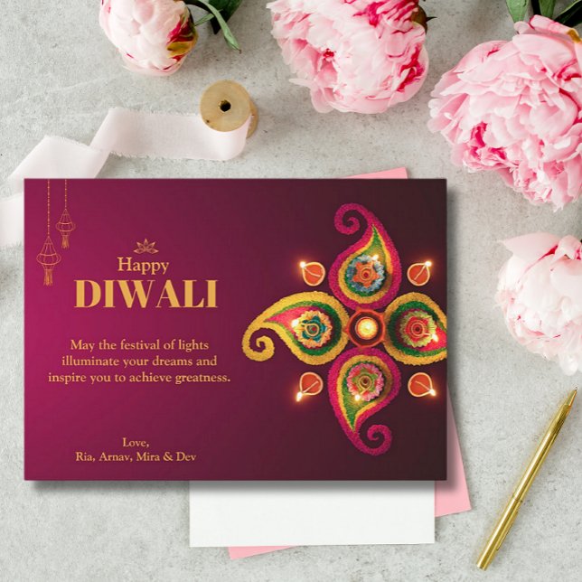 Diwali Yellow Mandala Lamp Greeting Holiday Card (Creator Uploaded)