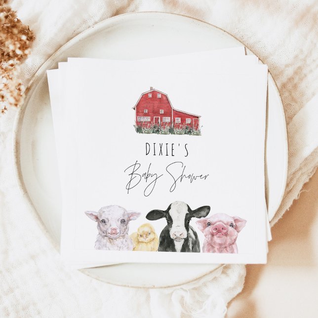 DIXIE Cute Country Red Barn Baby Animals Napkin (Creator Uploaded)