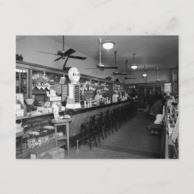 Dixie Soda Fountain, 1920s Postcard (Front)