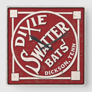 Dixie Swatter Bats Vintage Logo Dickson Tennessee Square Wall Clock