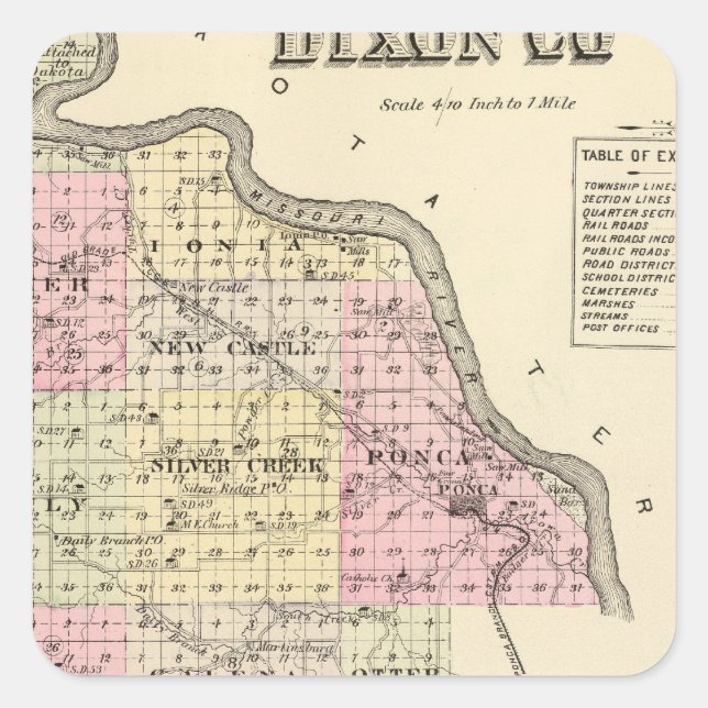 Dixon County, Nebraska Square Sticker (Front)