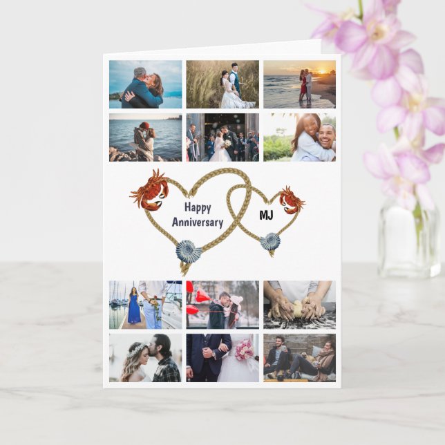DIY 12 photo | beach rope knot anniversary couples Card (Orchid)