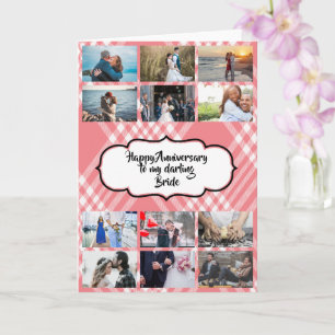DIY 12 photo   plaid tartan couples anniversary Card