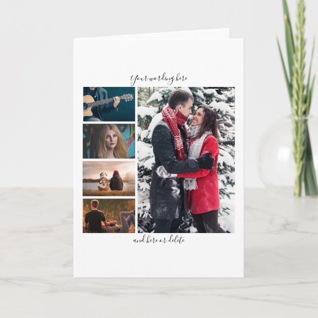 DIY 5 photo anniversary wedding vertical plain Card (Front)
