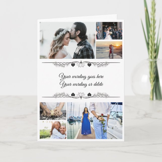 DIY 6 photo | couples romantic minimalist message Card (Front)