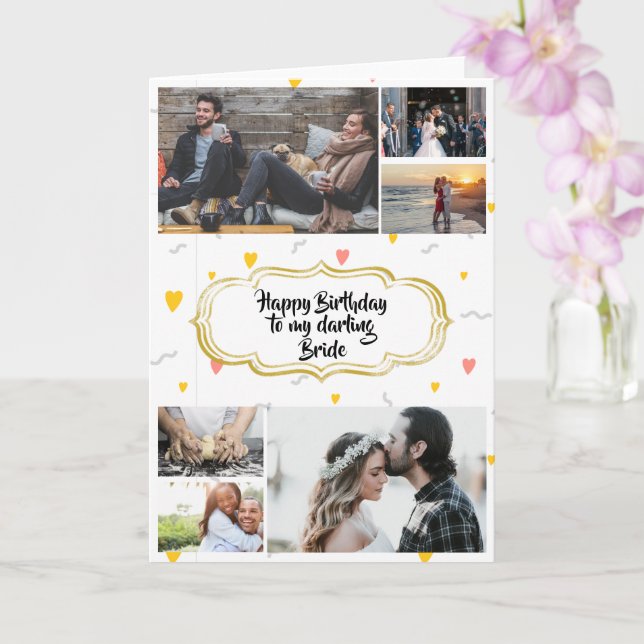 DIY 6 photo | couples romantic whimsical hearts Card (Orchid)
