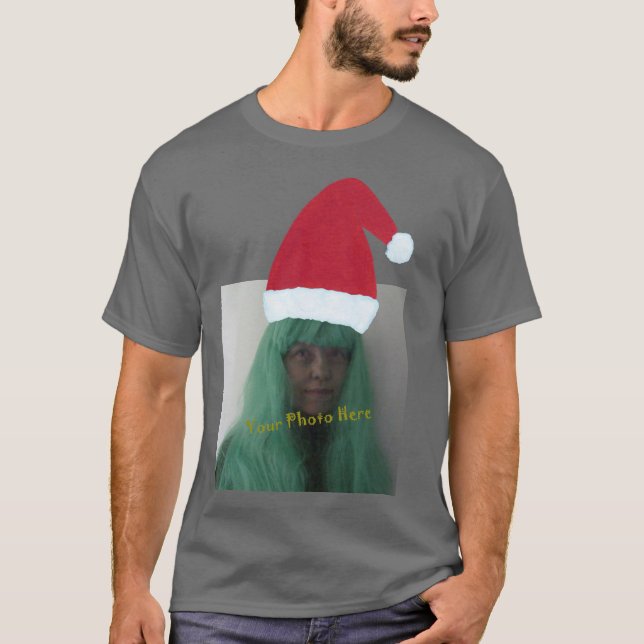 DIY Add Photo under Santa hat on tshirt (Front)