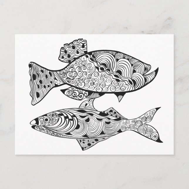 DIY adult colour in fish design Postcard (Front)