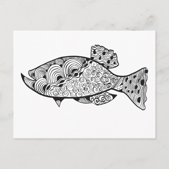 DIY Adult colouring fish design Postcard (Front)