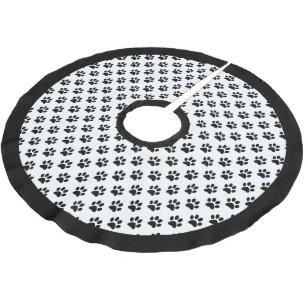 DIY Any Colour/Black Cat/Dog Paw with Black Border Brushed Polyester Tree Skirt