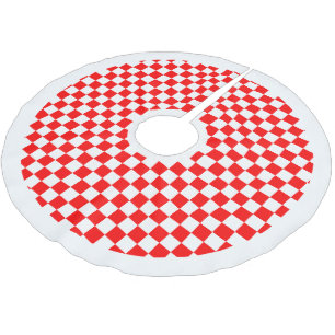 DIY Any Colour/White Chequered with White Borders Brushed Polyester Tree Skirt