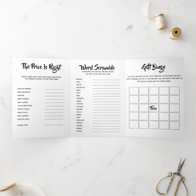 DIY baby games or birthday game | design your own Tri-Fold Invitation (Inside)