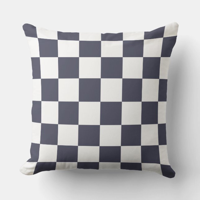 DIY Background Colour, White Chequered Pattern Outdoor Cushion (Front)