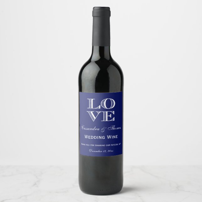 DIY Background Colour, White LOVE Text #2 Design Wine Label (Front)