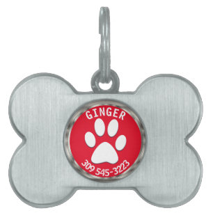 DIY Background Colour with White Paw Personalis Pet ID Tag
