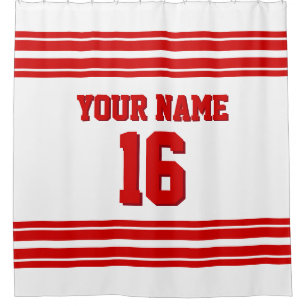 DIY Background Red Stripes Sports Jersey Shower Curtain
