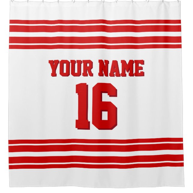 DIY Background Red Stripes Sports Jersey Shower Curtain (Front)