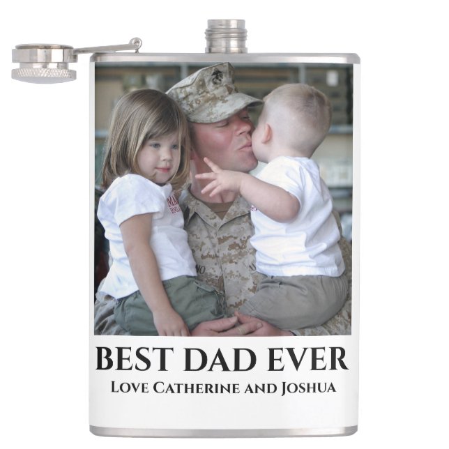 DIY best dad ever photo from children fathers day Hip Flask (Opened)