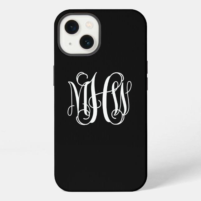 DIY BG  3 Initials Interlocking Vine Monogram Font iPhone Case (Back)
