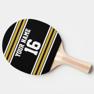 DIY BG Black Gold Team Jersey Custom Number Name Ping Pong Paddle