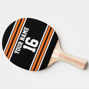 DIY BG Black Orange Team Jersey Custom Number Name Ping Pong Paddle
