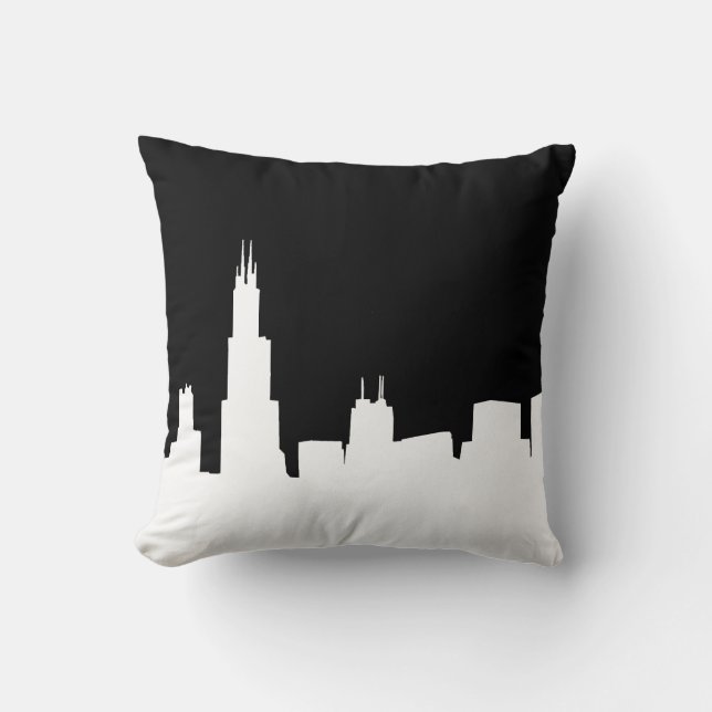 DIY BG Chicago Skyline Silhouette Black Cushion (Front)