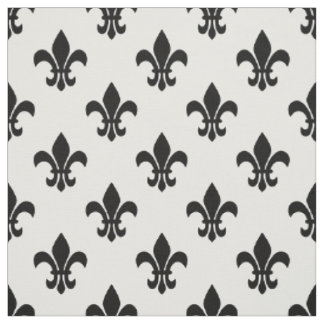 DIY BG Colour, Black Fleur De Lis Sz6 White Fabric