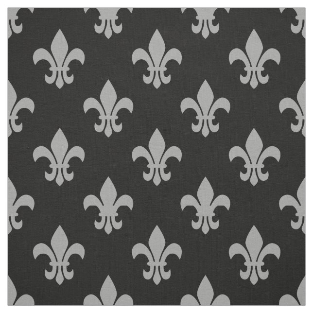 DIY BG Colour, Dk Grey Fleur De Lis Sz6 Black Fabric (Swatch)