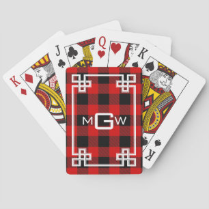 DIY BG Greek Key Buffalo Plaid 3I Red Playing Cards