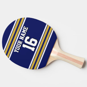 DIY BG Navy Gold Team Jersey Custom Number Name Ping Pong Paddle