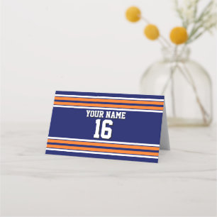 DIY BG Navy Orange Team Jersey Custom Number Name Place Card
