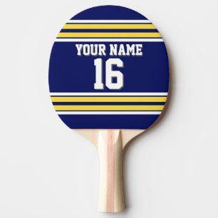 DIY BG Navy Yellow Team Jersey Custom Number Name Ping Pong Paddle