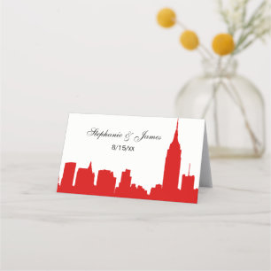 DIY BG NYC Skyline Red Silhouette Escort Cards