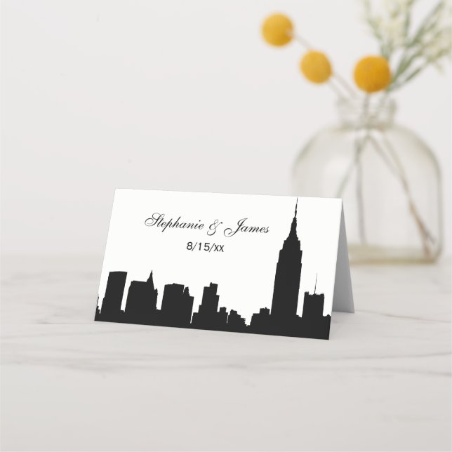 DIY BG NYC Skyline Silhouette Escort Cards (Front)