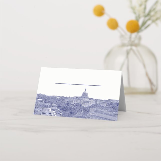 DIY BG Washington DC Skyline Blue Escort Cards (Front)