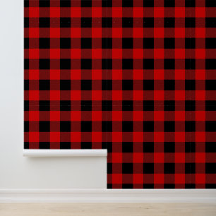 DIY Bkgrnd Colour Buffalo Check Plaid #1 Black Red Wallpaper