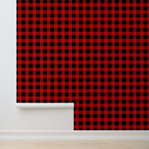 DIY Bkgrnd Colour Buffalo Check Plaid #2 Black Red Wallpaper