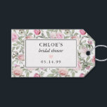 DIY Blush Pink Rose Floral Bridal Shower Gift Tags<br><div class="desc">Chic and elegant bridal shower favour tag begins with a feminine all-over soft pastel blush pink rose floral print. A rectangular white frame on the front surrounds the bride's name, bridal shower and date. A pink heart separates the text. This gift tag is part of the Summer Romance collection that...</div>