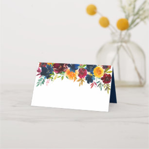 DIY Bright Watercolor Floral Wedding Place Card