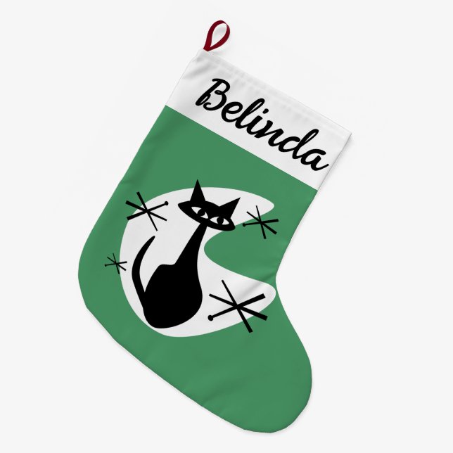 DIY Christmas Stocking - Atomic Age Cat Starburst  (Front (Hanging))