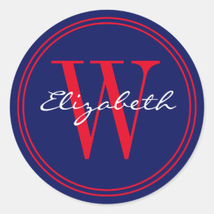 DIY Colors Name Monogram Envelope Seals Red Blue