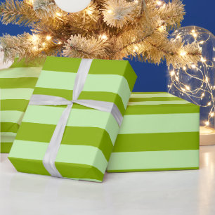 DIY Colour 2” Preppy Stripe Apple Green, Celery Gr Wrapping Paper