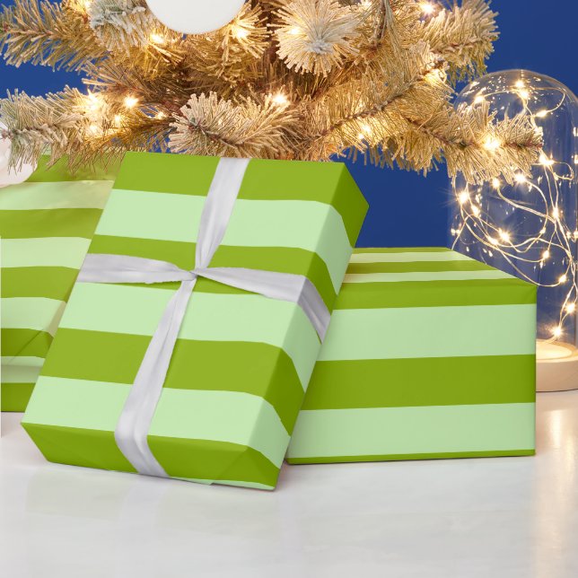 DIY Colour 2” Preppy Stripe Apple Green, Celery Gr Wrapping Paper (Holidays)