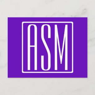 DIY Colour   Bold Modern 3 Initials Monogram Postcard