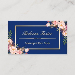 DIY Colour   Floral Gold Makeup Artist Beauty Salo Business Card